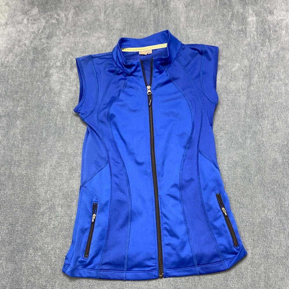 Skechers Performance Vest Womens Small Blue Sleeveless Stretch Full Zip Athletic